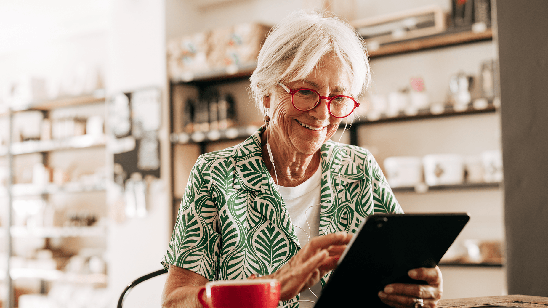 Senior woman using iPad